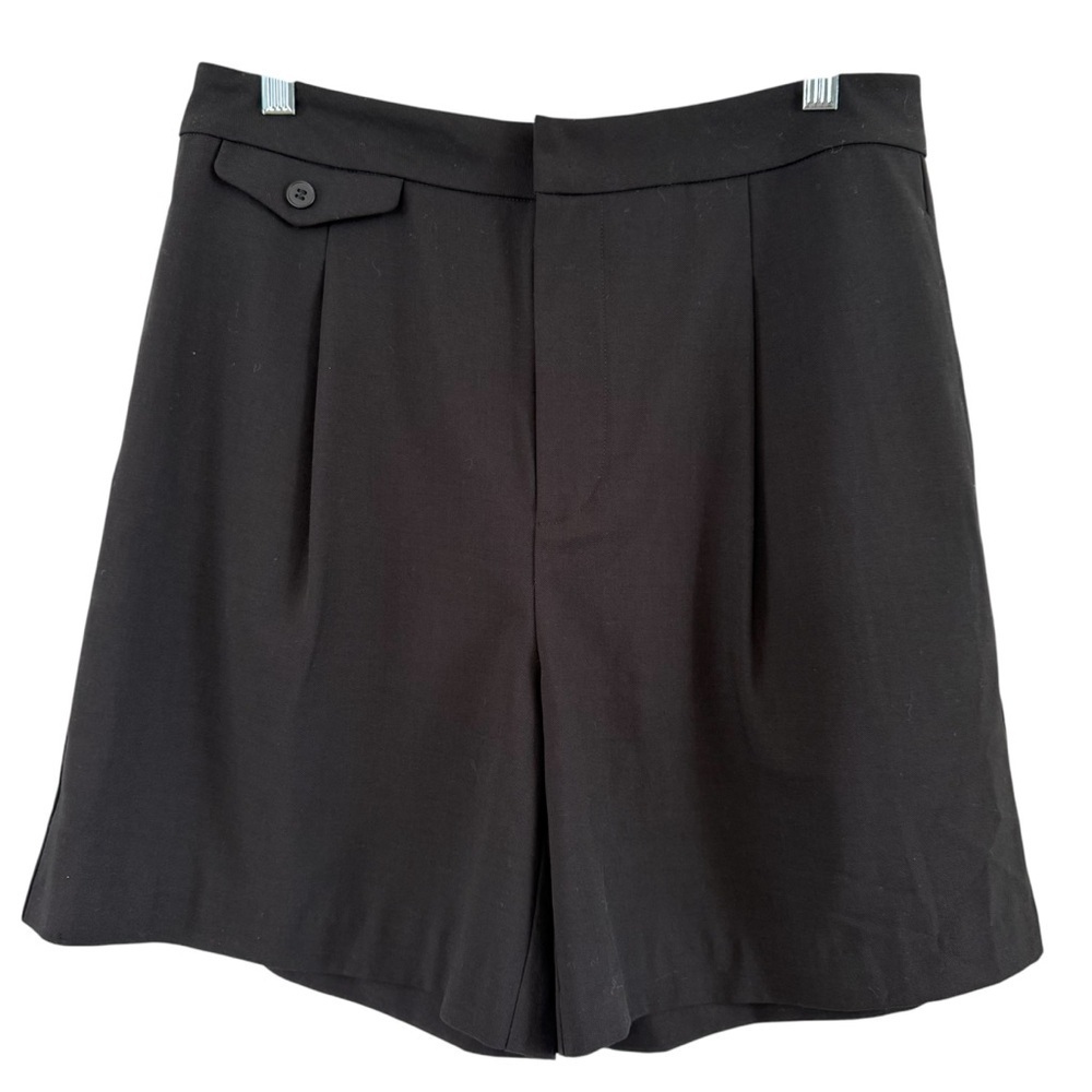 Sophie Rue High Waist Pleated Shorts Size Large In Black